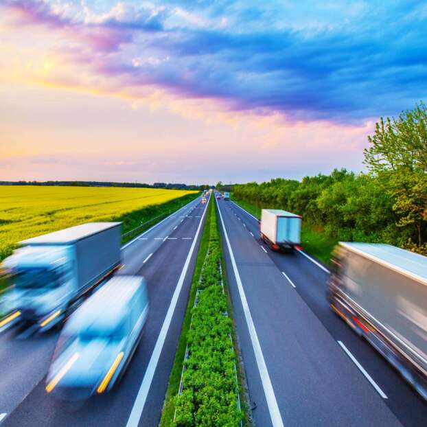 Trucks on the road
