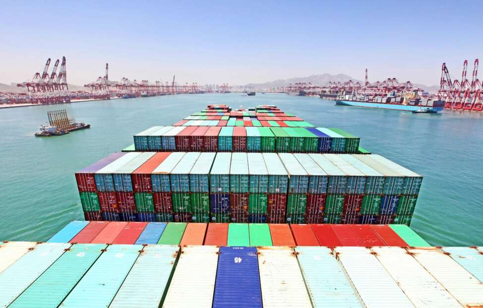 Containership entering port
