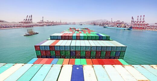 Containership entering port