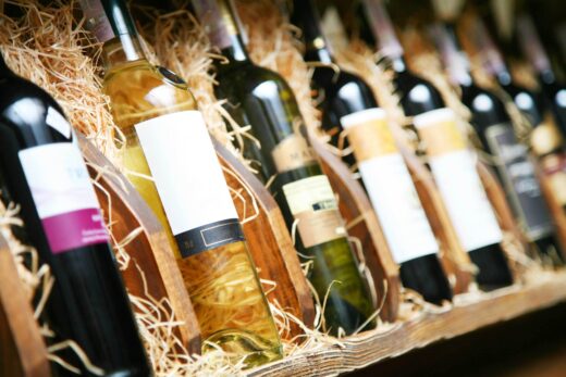 Wine bottles in a box