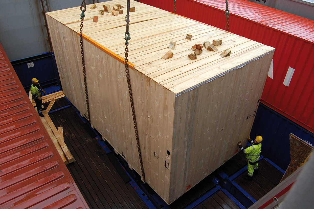 Wooden box loading